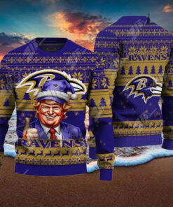 Baltimore Ravens Christmas Donald Trump Knitted Sweater