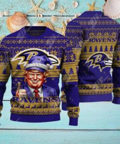 Baltimore Ravens Christmas Donald Trump Knitted Sweater