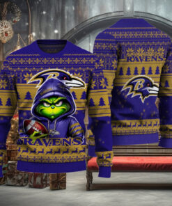 Baltimore Ravens Christmas Grinch Knitted Sweater
