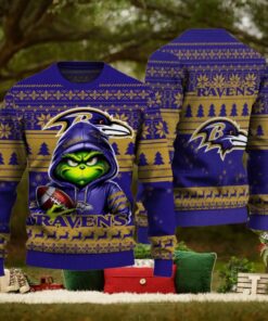 Baltimore Ravens Christmas Grinch Knitted Sweater
