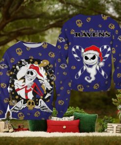 Baltimore Ravens Christmas Jack Skellington Cozy Christmas Ugly Sweater Halloween For Men And Women