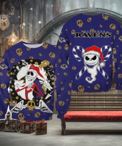 Baltimore Ravens Christmas Jack Skellington Cozy Christmas Ugly Sweater Halloween For Men And Women