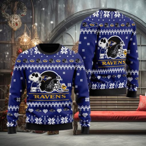 Baltimore Ravens Cute The Snoopy Show Football Helmet Ugly Xmas Sweater