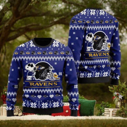 Baltimore Ravens Cute The Snoopy Show Football Helmet Ugly Xmas Sweater