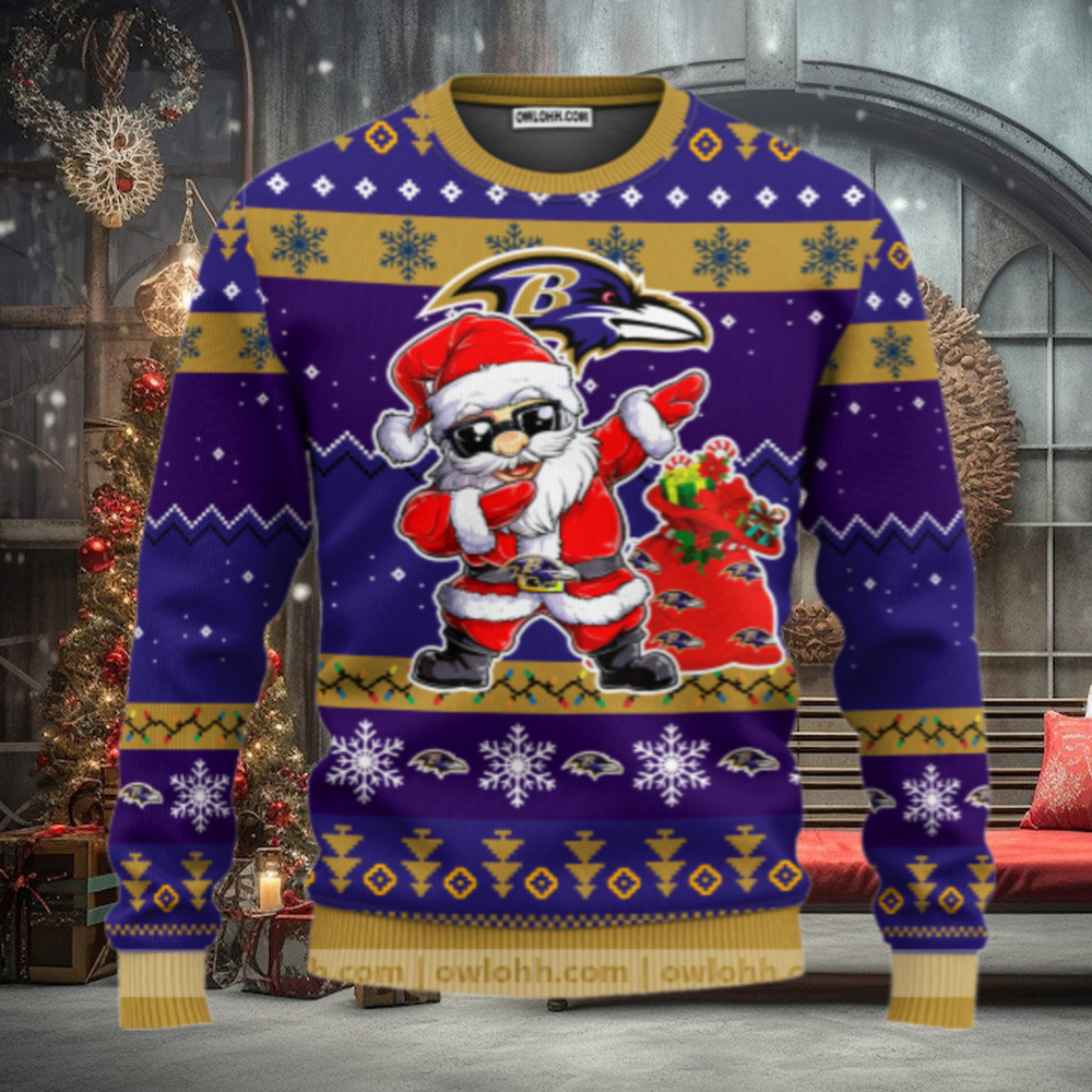 Baltimore Ravens Dabbing Santa Claus Ugly Christmas Sweater Baltimore Ravens Dabbing Santa Claus Ugly Christmas Sweater