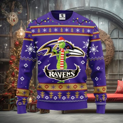 Baltimore Ravens Funny Grinch Christmas Ugly Sweater