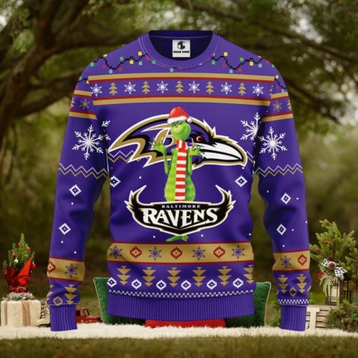 Baltimore Ravens Funny Grinch Christmas Ugly Sweater