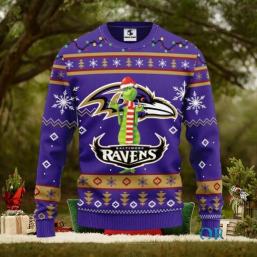 Baltimore Ravens Funny Grinch Ugly Christmas Sweater