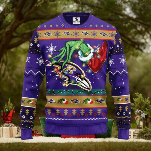 Baltimore Ravens Grinch Christmas Ugly Sweater