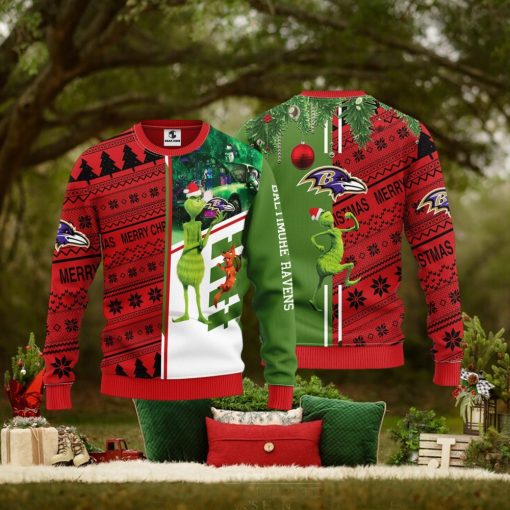 Baltimore Ravens Grinch & Scooby Doo Christmas Ugly Sweater 1