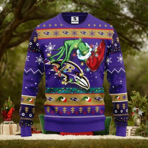 Baltimore Ravens Grinch Xmas Ugly Christmas Sweater Best Christmas Gift Ideas