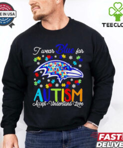 Baltimore Ravens I wear blue for Autism accept understand love shirt