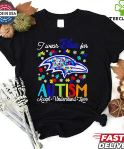 Baltimore Ravens I wear blue for Autism accept understand love shirt