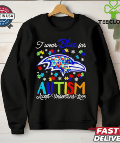 Baltimore Ravens I wear blue for Autism accept understand love shirt