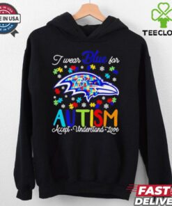 Baltimore Ravens I wear blue for Autism accept understand love shirt