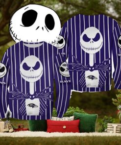Baltimore Ravens Jack Skellington Warm Christmas Ugly Sweater Halloween For Men And Women