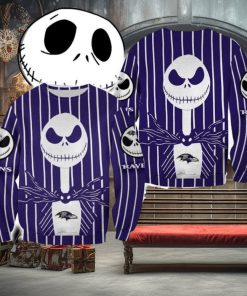 Baltimore Ravens Jack Skellington Warm Christmas Ugly Sweater Halloween For Men And Women