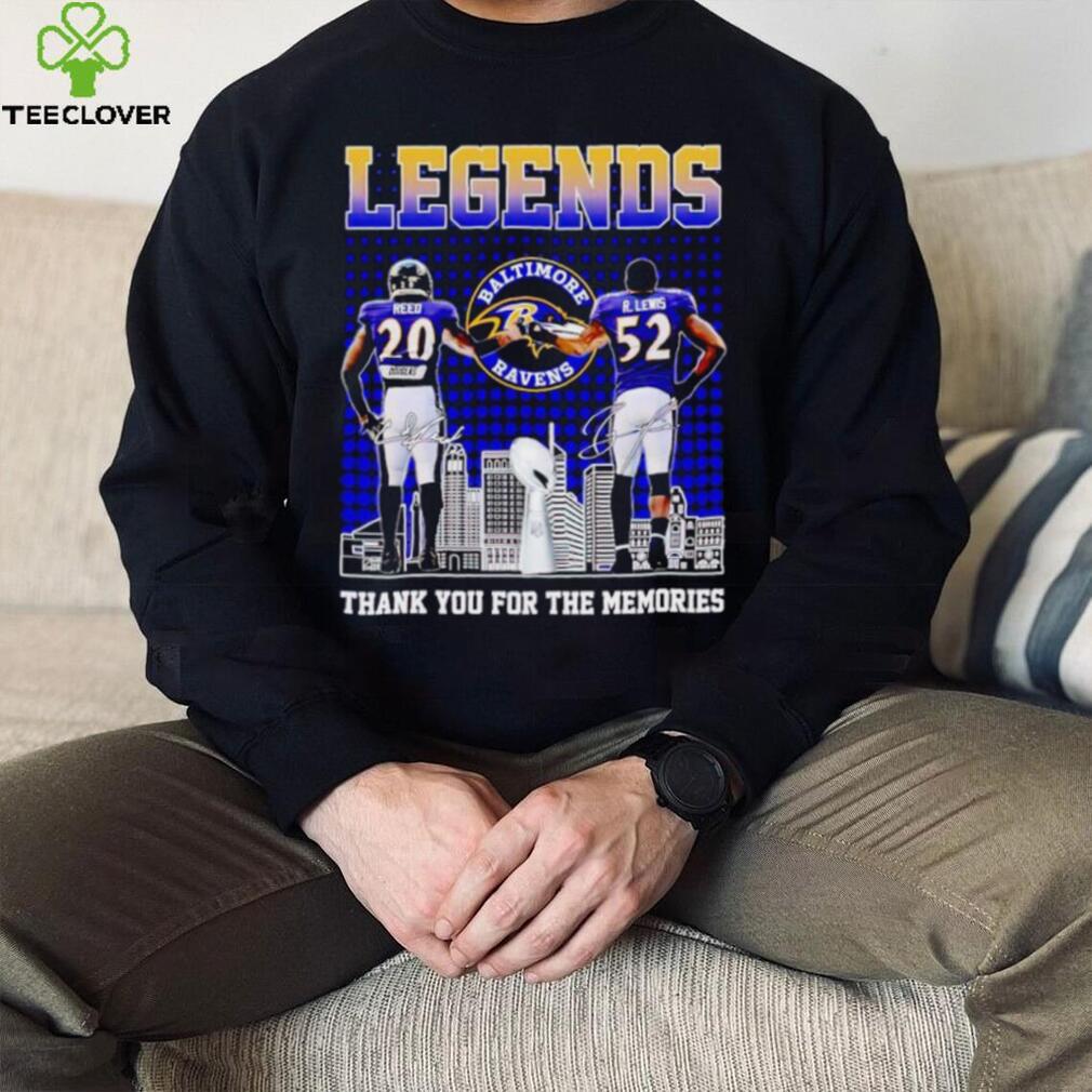 Baltimore Ravens Legends Ed Reed and Ray Lewis thank you for the memories shirt Baltimore Ravens Legends Ed Reed and Ray Lewis thank you for the memories shirt