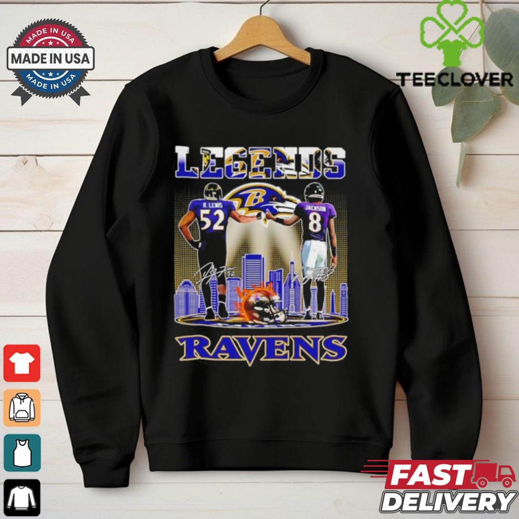 Baltimore Ravens Legends R. Lewis and Jackson football signatures shirt Baltimore Ravens Legends R. Lewis and Jackson football signatures shirt