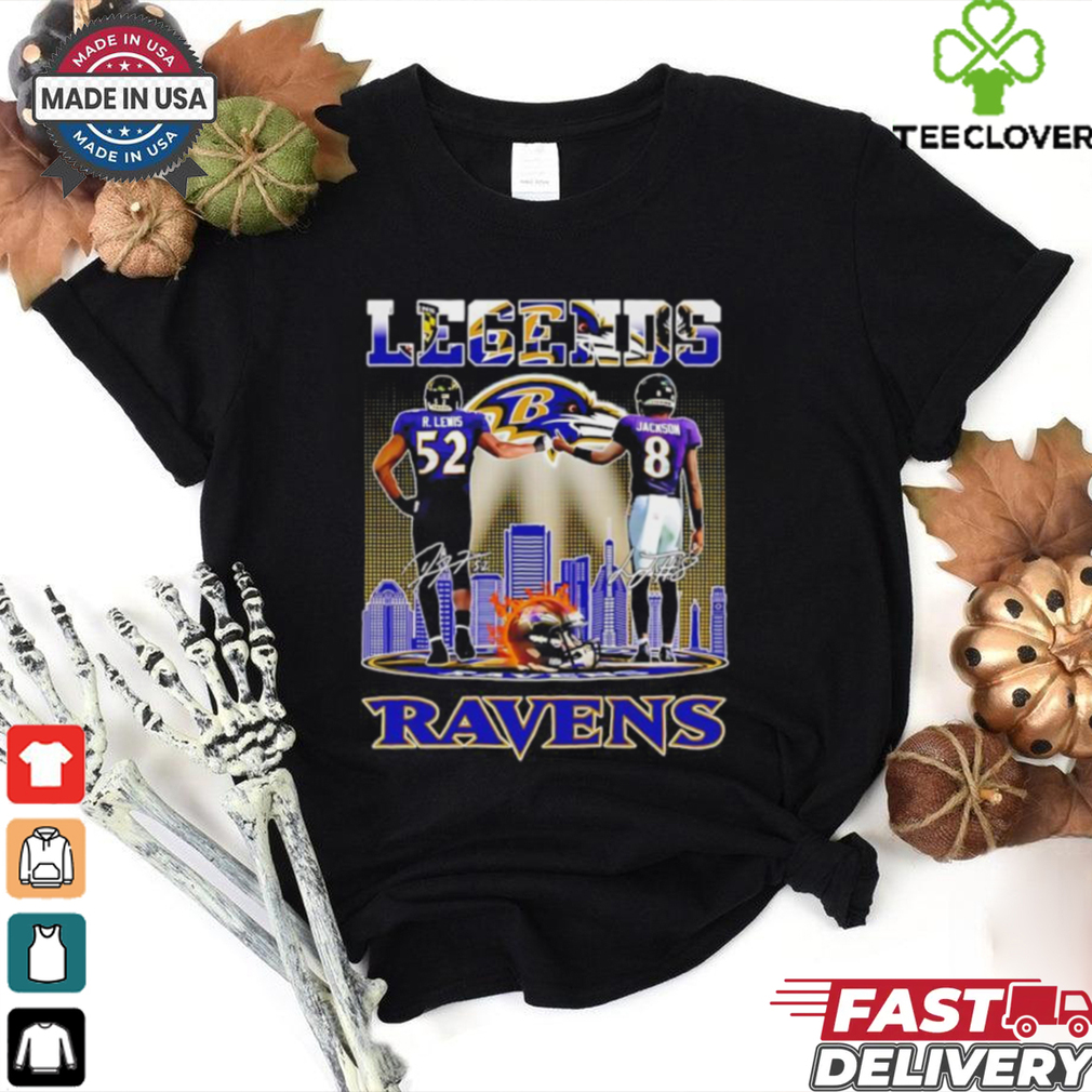 Baltimore Ravens Legends R. Lewis and Jackson football signatures shirt Baltimore Ravens Legends R. Lewis and Jackson football signatures shirt