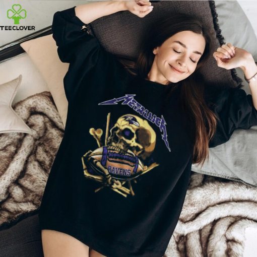Baltimore Ravens Merch Metallica Skull Shirt
