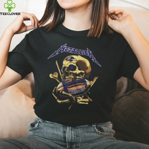 Baltimore Ravens Merch Metallica Skull Shirt