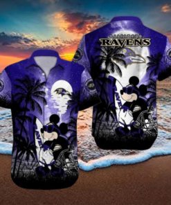 Baltimore Ravens Mickey Mouse Street Style All Over Print Hawaiian Shirt