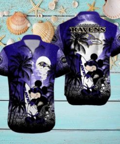 Baltimore Ravens Mickey Mouse Street Style All Over Print Hawaiian Shirt