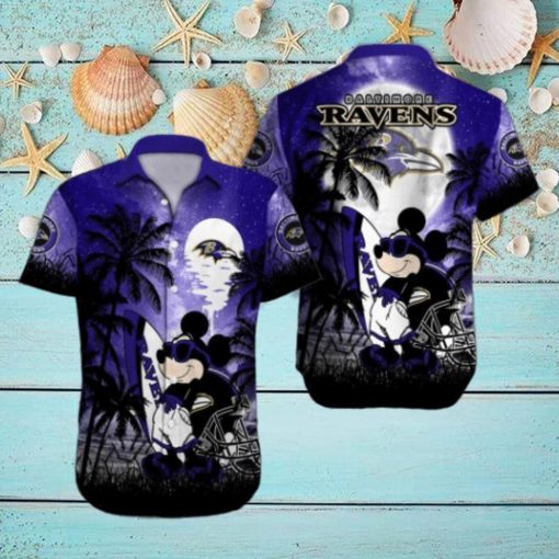 Baltimore Ravens Mickey Mouse Street Style All Over Print Hawaiian Shirt