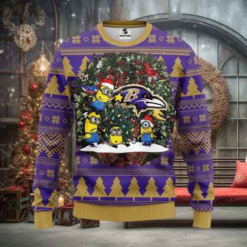 Baltimore Ravens Minion Christmas Ugly Sweater