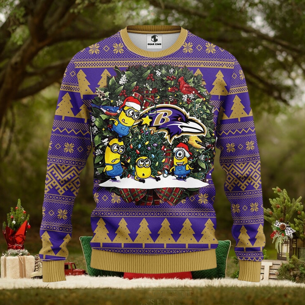 Baltimore Ravens Minion Christmas Ugly Sweater Baltimore Ravens Minion Christmas Ugly Sweater