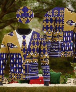 Baltimore Ravens NFL American Football Team Cardigan Style Christmas Ugly Xmas Sweater