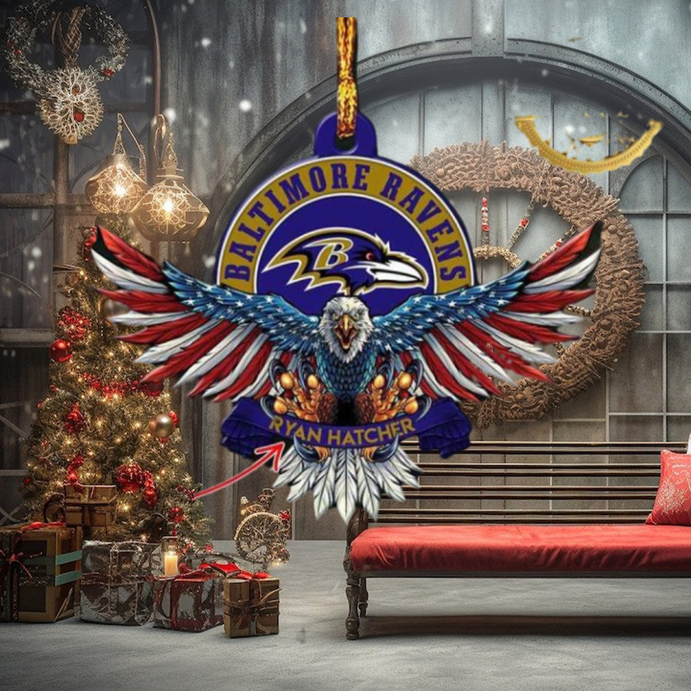 Baltimore Ravens NFL American US Eagle Personalized Xmas Christmas Tree Decorations Ornament Baltimore Ravens NFL American US Eagle Personalized Xmas Christmas Tree Decorations Ornament