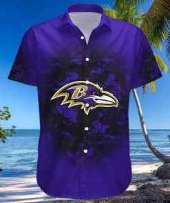 Baltimore Ravens NFL Camouflage Vintage Custom Name And Number Hawaiian Shirt