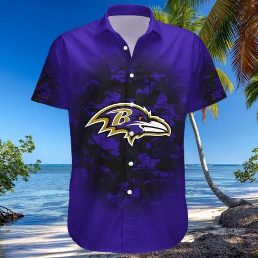 Baltimore Ravens NFL Camouflage Vintage Custom Name And Number Hawaiian Shirt