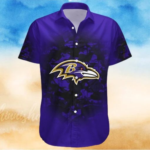 Baltimore Ravens NFL Camouflage Vintage Custom Name And Number Hawaiian Shirt