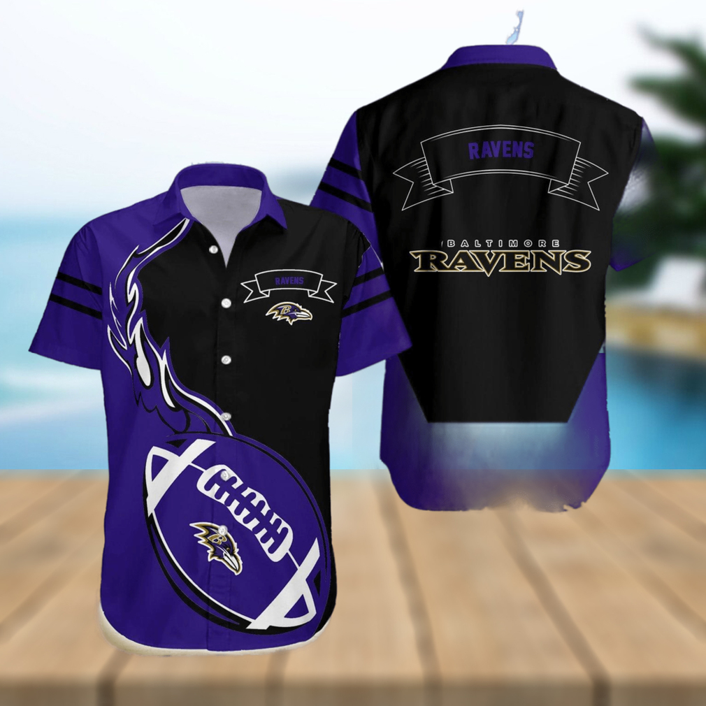Baltimore Ravens NFL Flame Ball Hawaiian Shirt Baltimore Ravens NFL Flame Ball Hawaiian Shirt