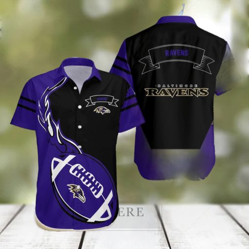 Baltimore Ravens NFL Flame Ball Hawaiian Shirt