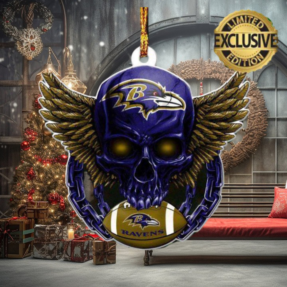 Baltimore Ravens NFL Golden Skull Santa Hat And Logo Christmas