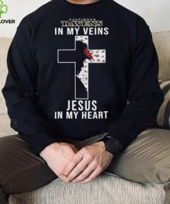 Baltimore Ravens NFL In My Veins Jesus In My Heart Cross 2024 T Shirt