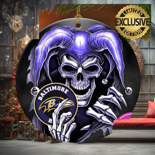 Baltimore Ravens NFL Skull Joker Christmas Tree Decorations Ornament