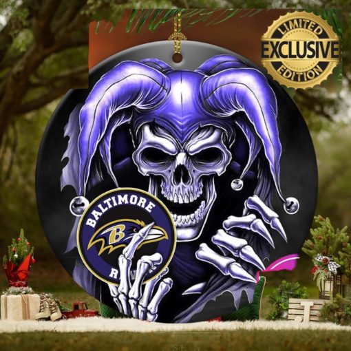 Baltimore Ravens NFL Skull Joker Christmas Tree Decorations Ornament
