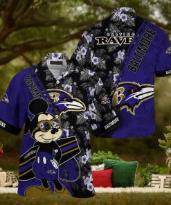 Baltimore Ravens NFL Summer Hawaii Shirt Mickey And Floral Pattern For Sports Fans