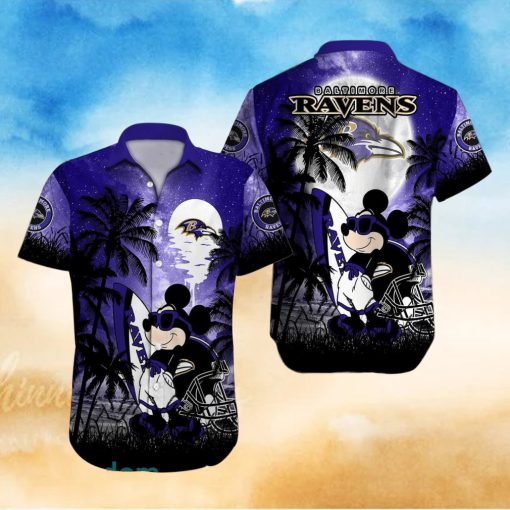 Baltimore Ravens NFL Team Logo Baby Yoda Hawaiian Shirt