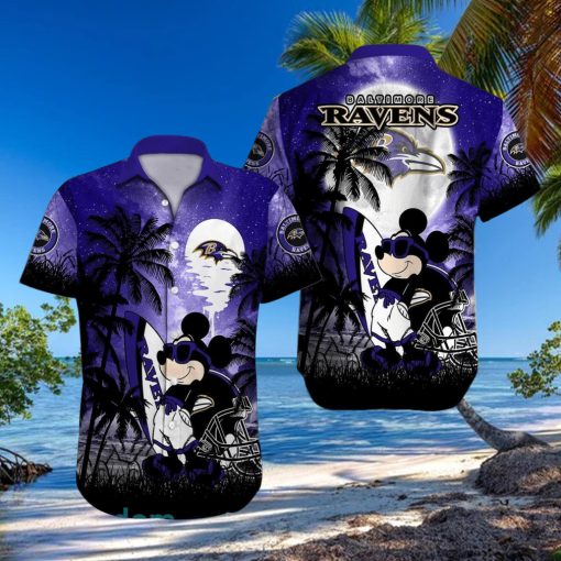 Baltimore Ravens NFL Team Logo Baby Yoda Hawaiian Shirt