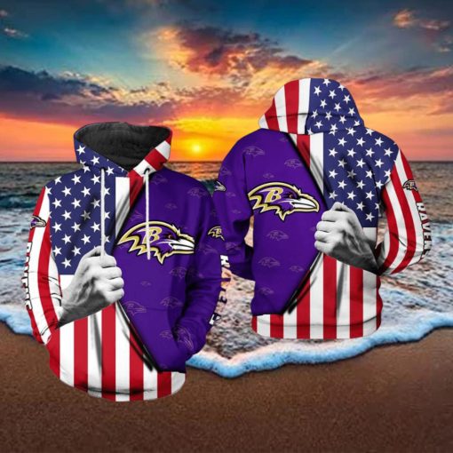 Baltimore Ravens NFL US Flag Team 3D Printed Hoodie Ver 1