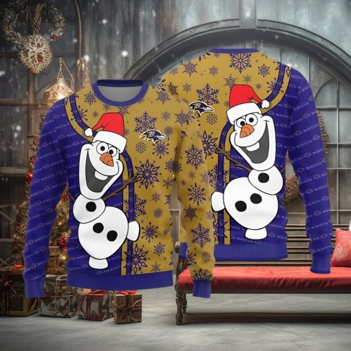 Baltimore Ravens Olaf Teams Funny Knitted Sweater For Christmas