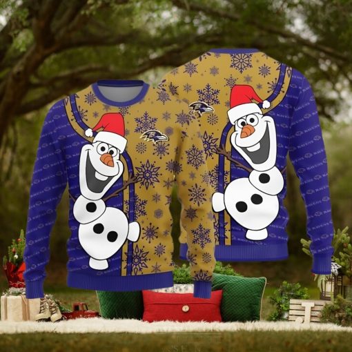 Baltimore Ravens Olaf Teams Funny Knitted Sweater For Christmas