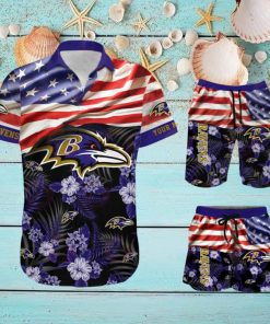 Baltimore Ravens Personalized NFL Hawaiian Shirt & Shorts For Fans Gift Men And Women Holiday Summer