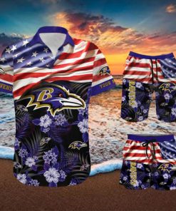 Baltimore Ravens Personalized NFL Hawaiian Shirt & Shorts For Fans Gift Men And Women Holiday Summer